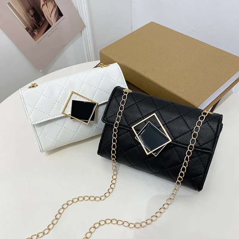 Classic Square Lock Embroidery Totes Handbag