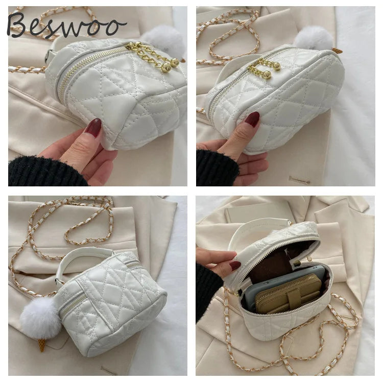 Lingge Small Handbags for Women Autumn Winter Thread Female Bag