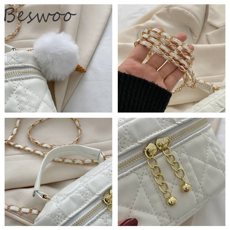 Lingge Small Handbags for Women Autumn Winter Thread Female Bag