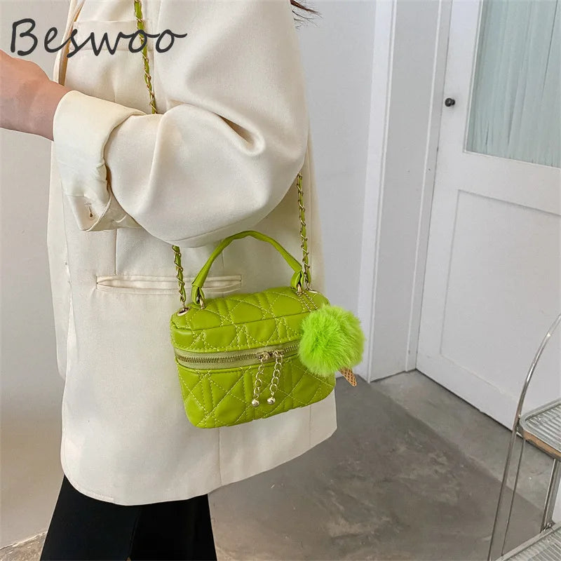 Lingge Small Handbags for Women Autumn Winter Thread Female Bag