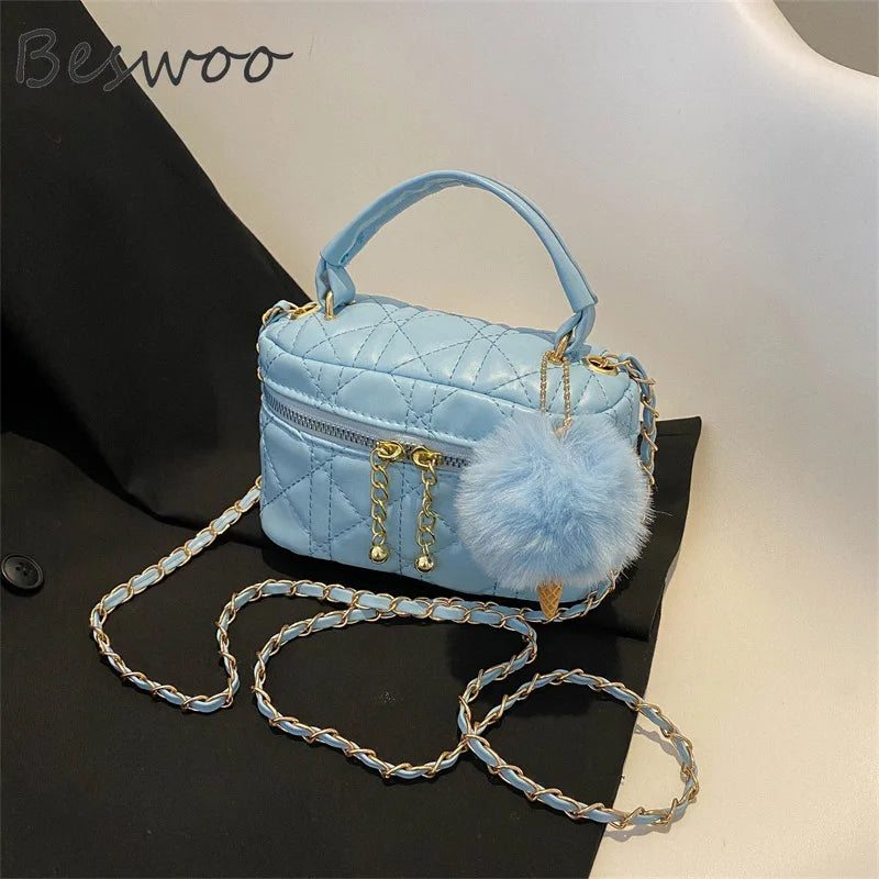 Lingge Small Handbags for Women Autumn Winter Thread Female Bag