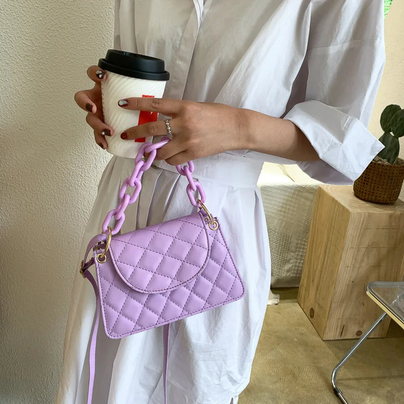 Lingge embroidery Shoulder Bag Crossbody Handbag