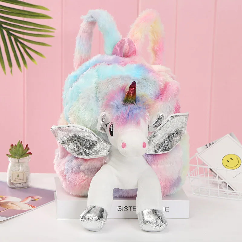 Unicorn Plush Backpack for Girls - Kids 3D Cartoon School Bag