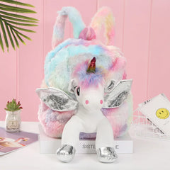 Unicorn Plush Backpack for Girls - Kids 3D Cartoon School Bag
