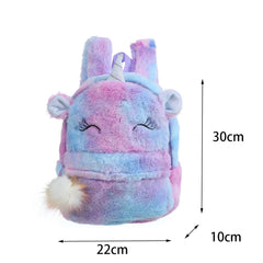 Kids Plush Animal Backpack Cute Cartoon Design Adjustable Zipper Closure