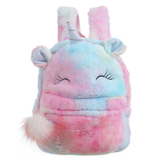 Kids Plush Animal Backpack Cute Cartoon Design Adjustable Zipper Closure