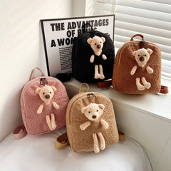 Kids Cartoon Bear Plush Backpack School Bag