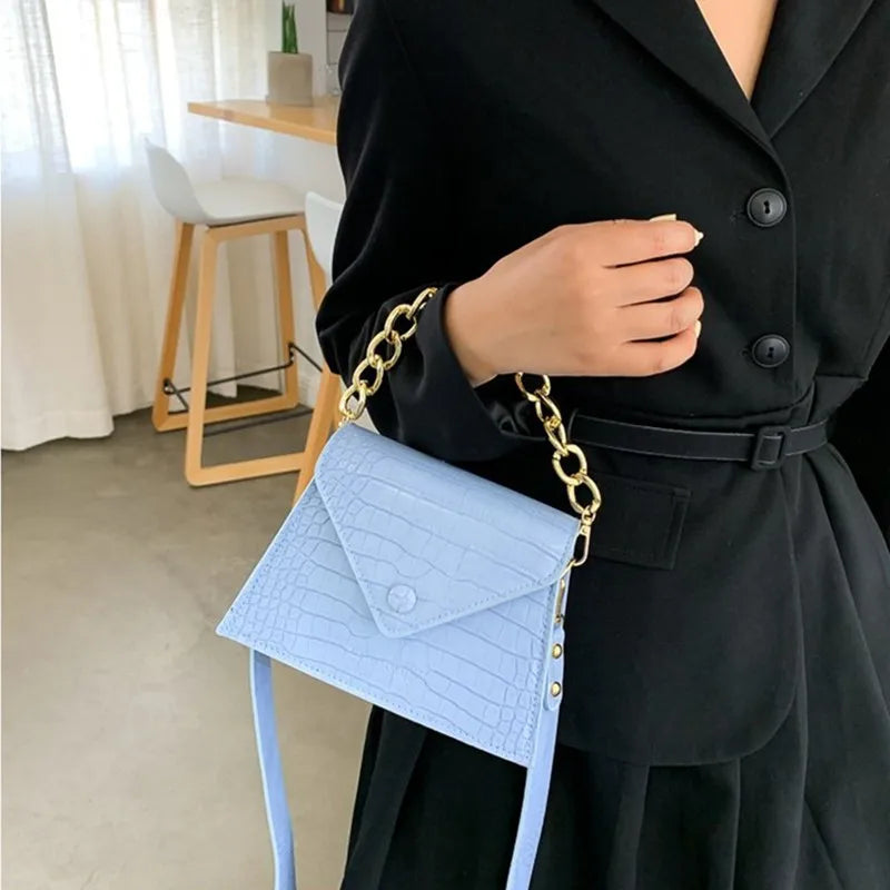 Beige Crossbody Shoulder Bag with Chain Casual PU Handbags