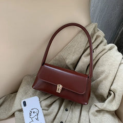 Long Underarm bag PU Leather Metal Hasp Lock women's Shoulder bag
