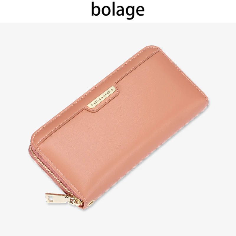 Long ladies wallet Large capacity Multi-card zipper clutch purse