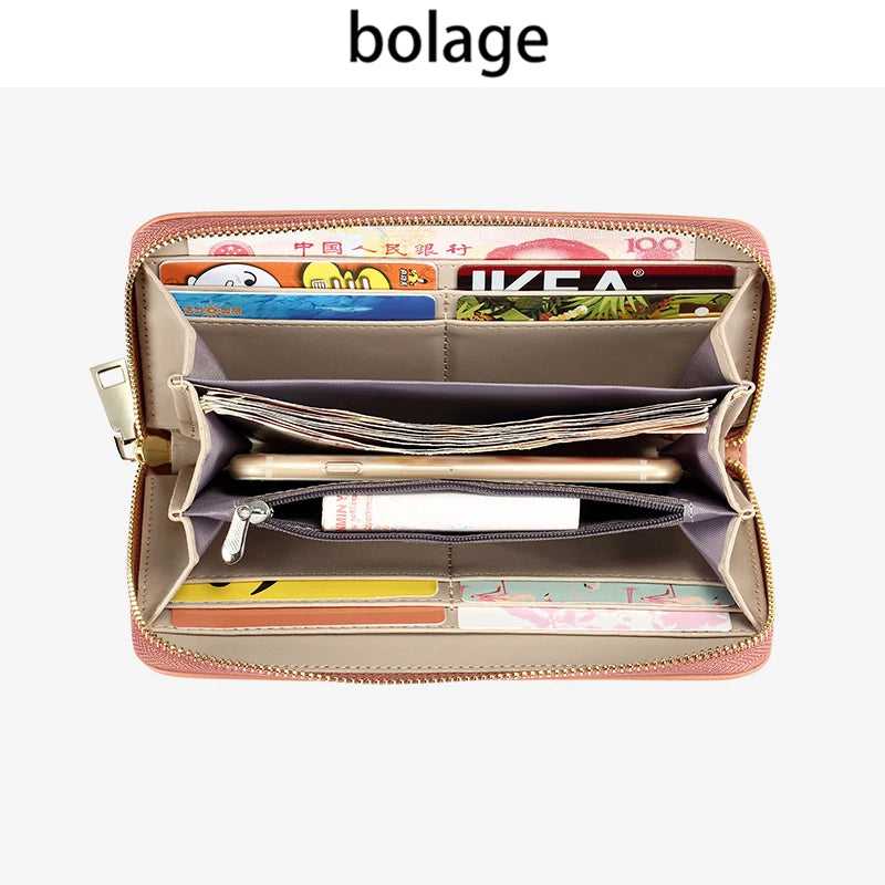 Long ladies wallet Large capacity Multi-card zipper clutch purse