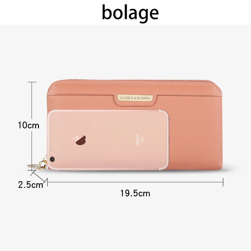 Long ladies wallet Large capacity Multi-card zipper clutch purse
