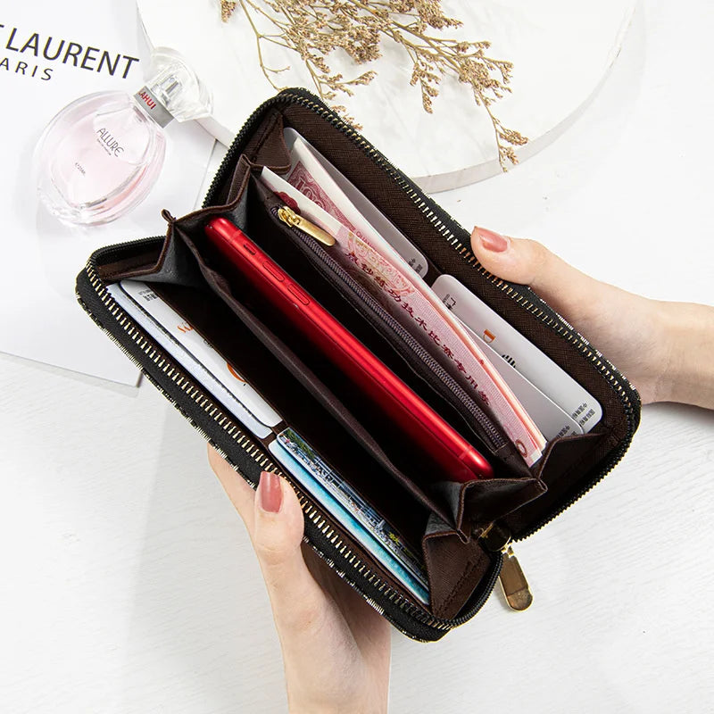 Matte Printed Letter Zipper Handbag Long Wallet Student Mobile Phone Bag