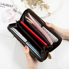 Matte Printed Letter Zipper Handbag Long Wallet Student Mobile Phone Bag