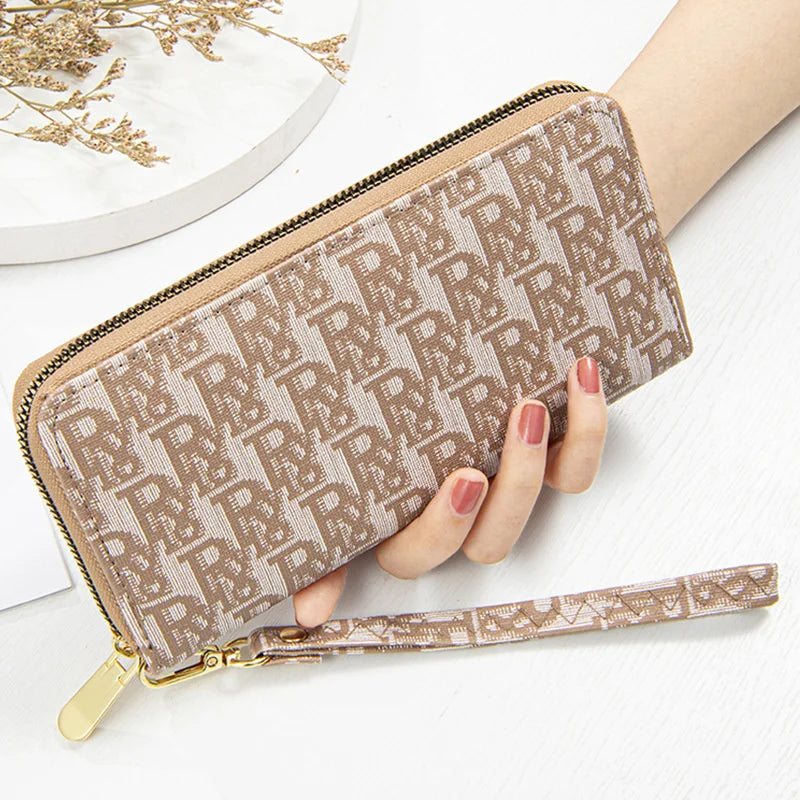 Matte Printed Letter Zipper Handbag Long Wallet Student Mobile Phone Bag