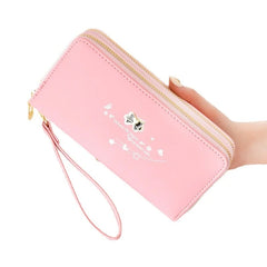 Bow Double Zipper Women's Wallet Handbag Large Capacity Mobile Phone Bag
