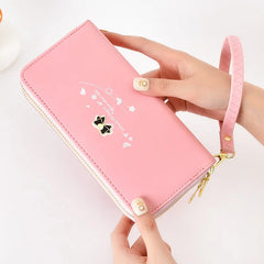 Bow Double Zipper Women's Wallet Handbag Large Capacity Mobile Phone Bag