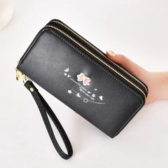 Bow Double Zipper Women's Wallet Handbag Large Capacity Mobile Phone Bag