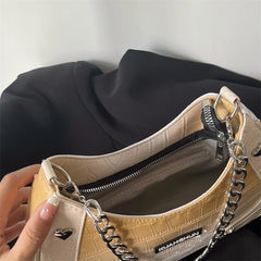 Gradient Chain Shoulder Bag Crocodile Pattern Messenger Y2k Hot Girls Underarm