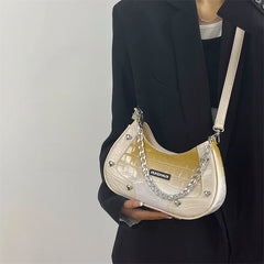 Gradient Chain Shoulder Bag Crocodile Pattern Messenger Y2k Hot Girls Underarm