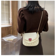 Love Pattern Messenger Handbags Women PU Leather Top-Handle Bag