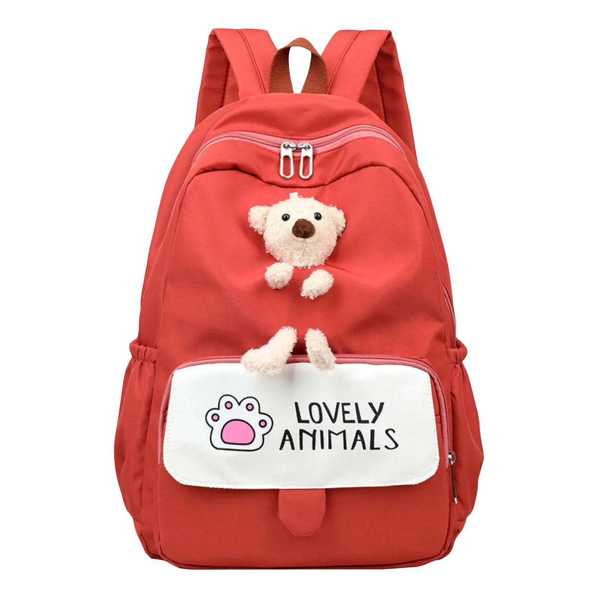 3D Cartoon Bear School Bag College Backpack for Girls, Women Plush Travel