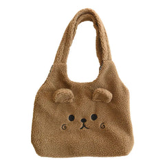 Cute Bear Ears Plush Tote Bag Lamb Hair Shoulder Bag