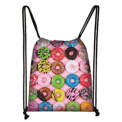 Donut Rainbow Drawstring Bag Candy Backpack Kids Kindergarten School