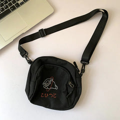 Women Canvas Shoulder Bag Handbags Student Phone Bag Cartoon Printing Crossbody