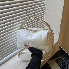 Lozenge Chains Shoulder Bag PU Leather Pillow Crossbody Bag Small Messenger Hand