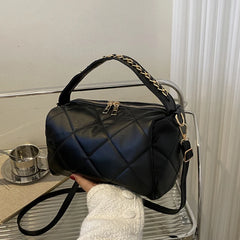 Lozenge Chains Shoulder Bag PU Leather Pillow Crossbody Bag Small Messenger Hand