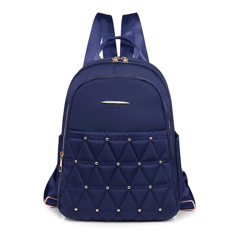 Lozenge Oxford Backpack For Women Waterproof Teenager Large School Bag
