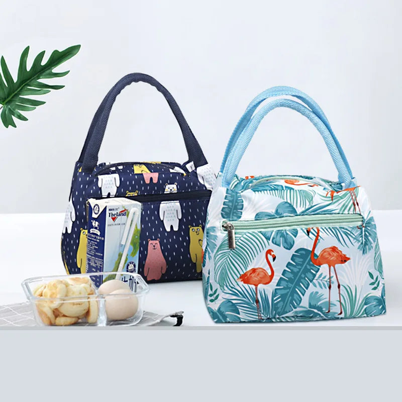 Canvas Lunch Bag Cooler Tote Insulated Box Thermal Cold Food Container
