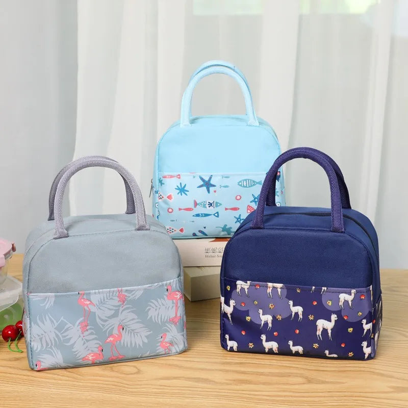Canvas Lunch Bag Cooler Tote Insulated Box Thermal Cold Food Container