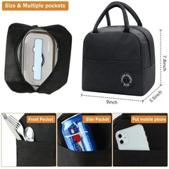 Daisy Print Lunch Bag Cooler Tote Portable Insulated Zipper Thermal Canvas Bag