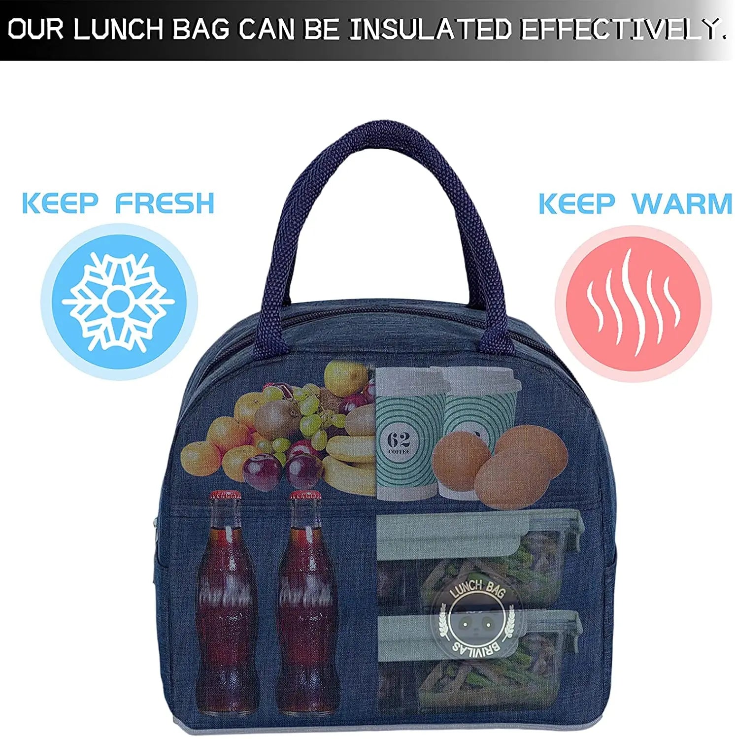Bear Print Thermal Lunch Bag Insulated Portable Food Storage Tote
