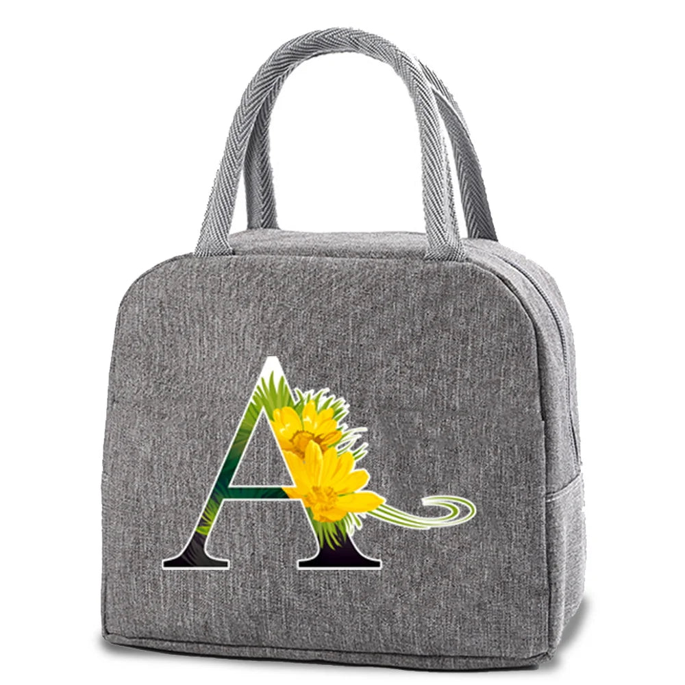 Insulated Picnic Lunch Bag Floral Print Bento Pouch Food Storage
