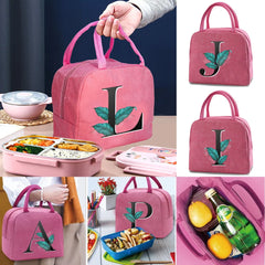 Leaf Print Insulated Lunch Bag Canvas Cooler Pouch