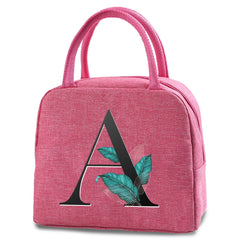Leaf Print Insulated Lunch Bag Canvas Cooler Pouch