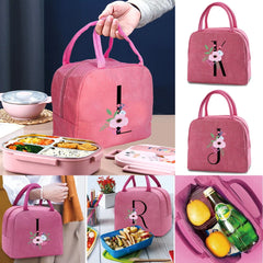 Flower Letter Print Insulated Cooler Bag