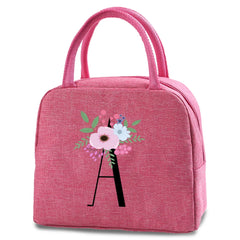 Flower Letter Print Insulated Cooler Bag