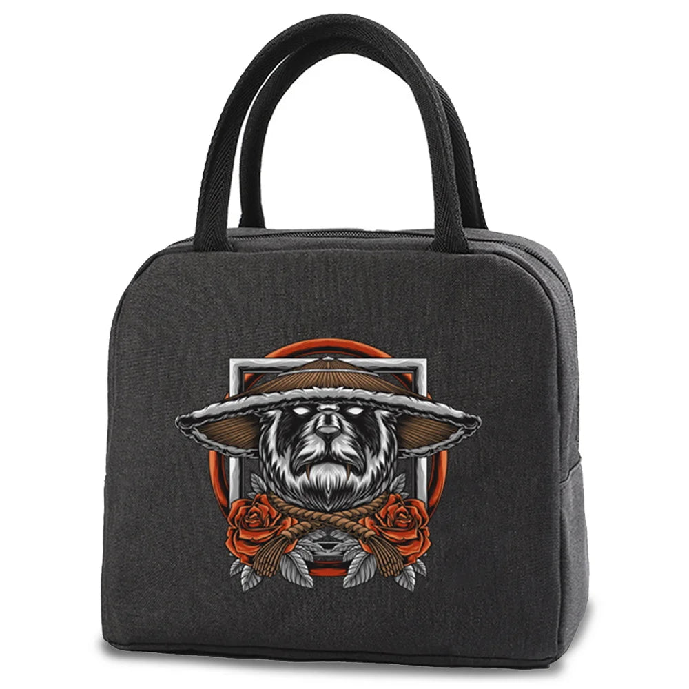 Packet Samurai Print Canvas Handbags Insulated Cooler Lunch Bag
