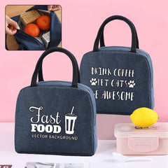 Women's Insulated Cooler Bags Thermal Lunch Box Food Print Organizer
