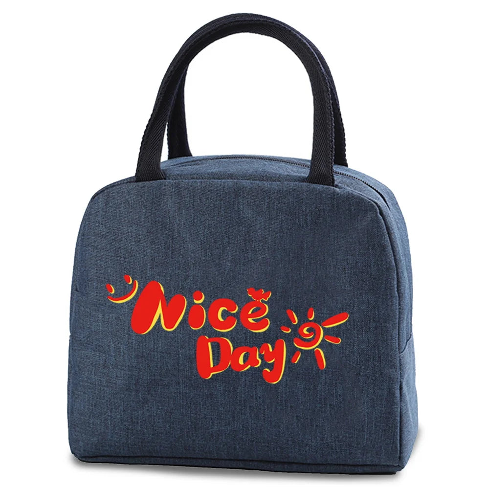 Women's Insulated Cooler Bags Thermal Lunch Box Food Print Organizer
