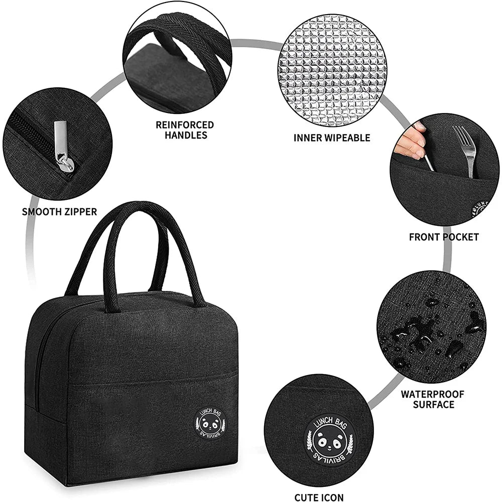 Women's Lunch Bag Tote Thermal Box for Picnics and Travel