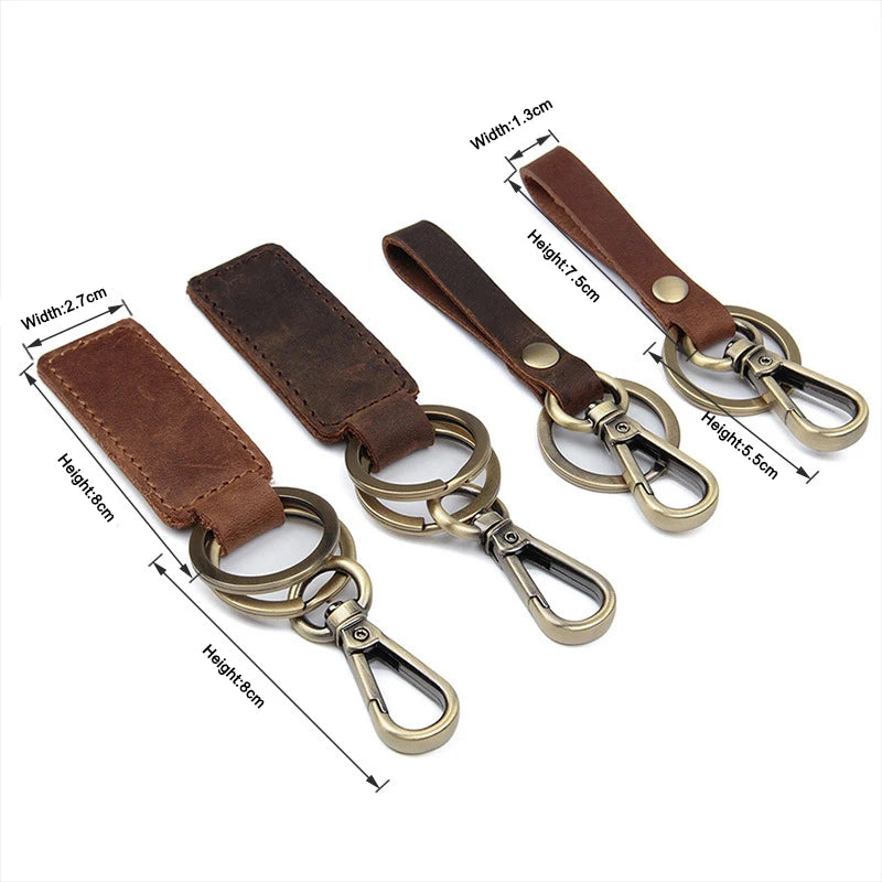 Vintage Leather Key Holder Chain Key Wallet Ring Collector Housekeeper Pocket