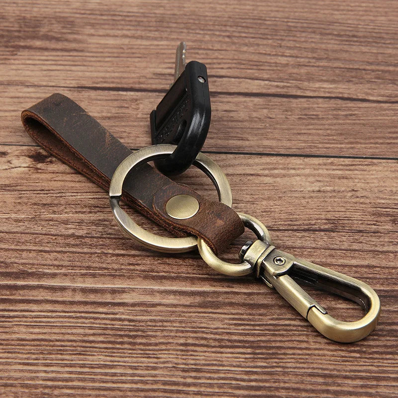Vintage Leather Key Holder Chain Key Wallet Ring Collector Housekeeper Pocket