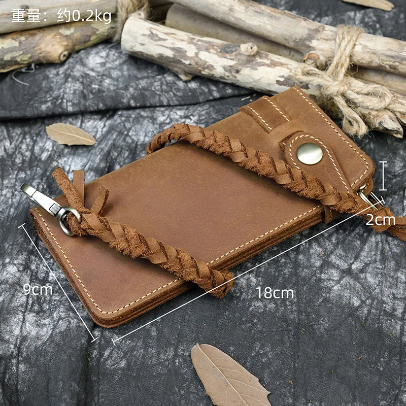 Braided Strap Leather Wallet Clutch for Men and Women