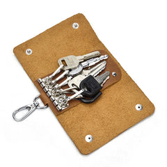 Vintage Leather Key Wallet Crazy Horse Natural Cowskin Key Holder