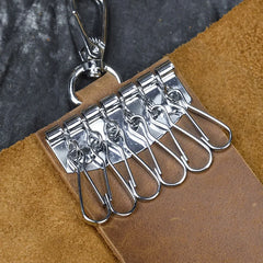 Vintage Leather Key Wallet Crazy Horse Natural Cowskin Key Holder